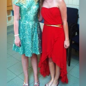 Le Chateau Elegant Red Strapless High-Low Dress